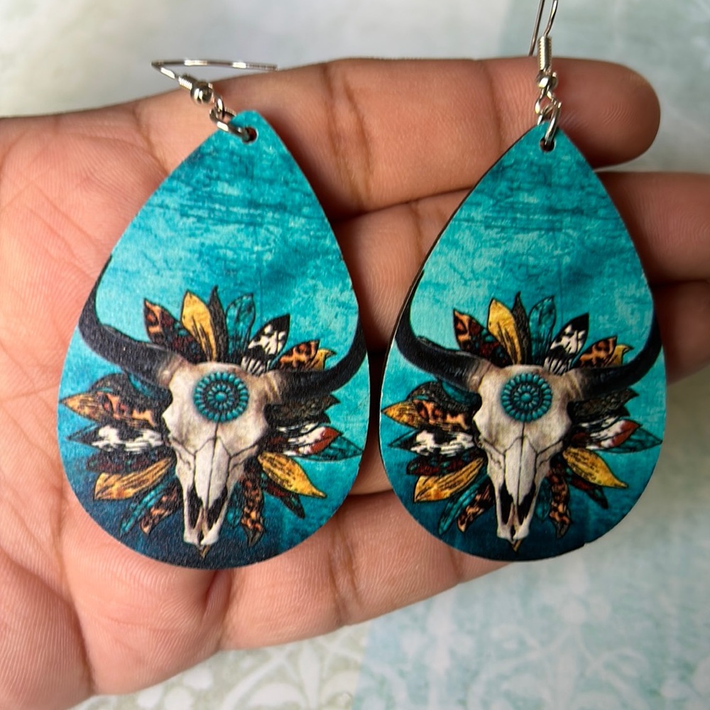 Western Turquoise Teardrop Dangle Earrings